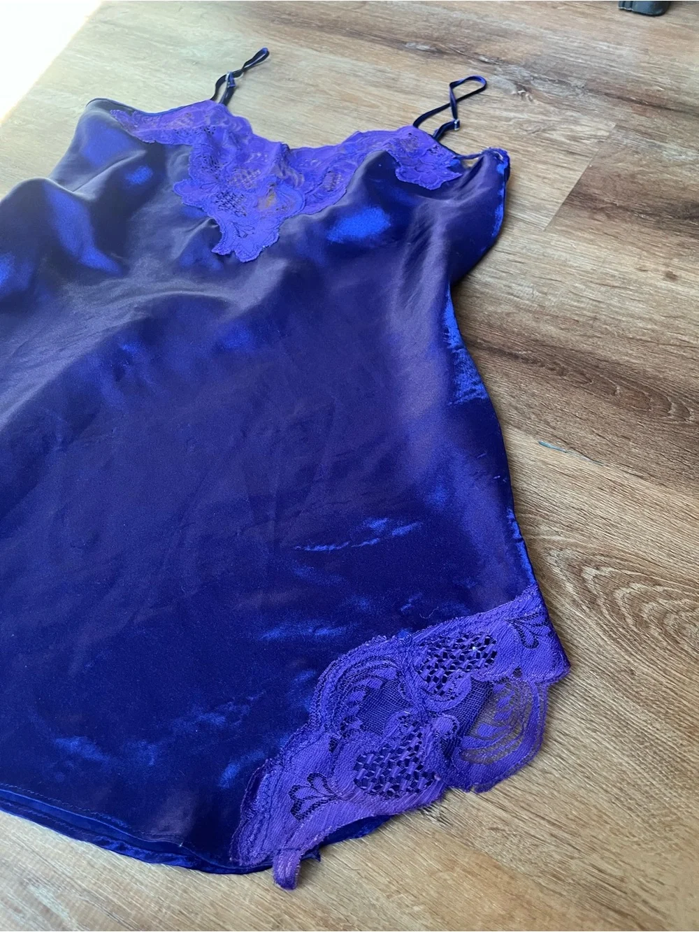 Vintage Victoria’s Secret Purple Satin Lace Slip Dress Nightgown Y2K Lingerie